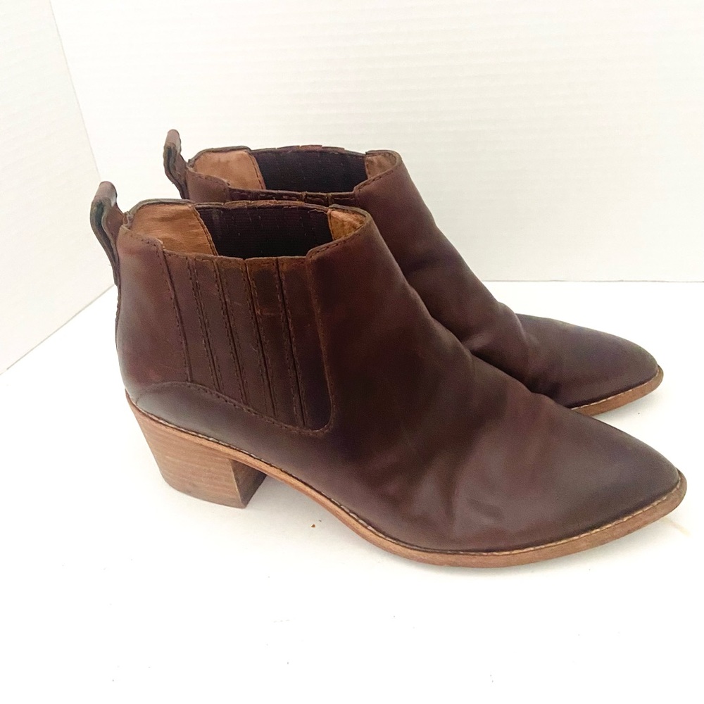 Madewell Womens 7.5 Myles Ankle Boot Leather Booties Point Toe Distressed Style